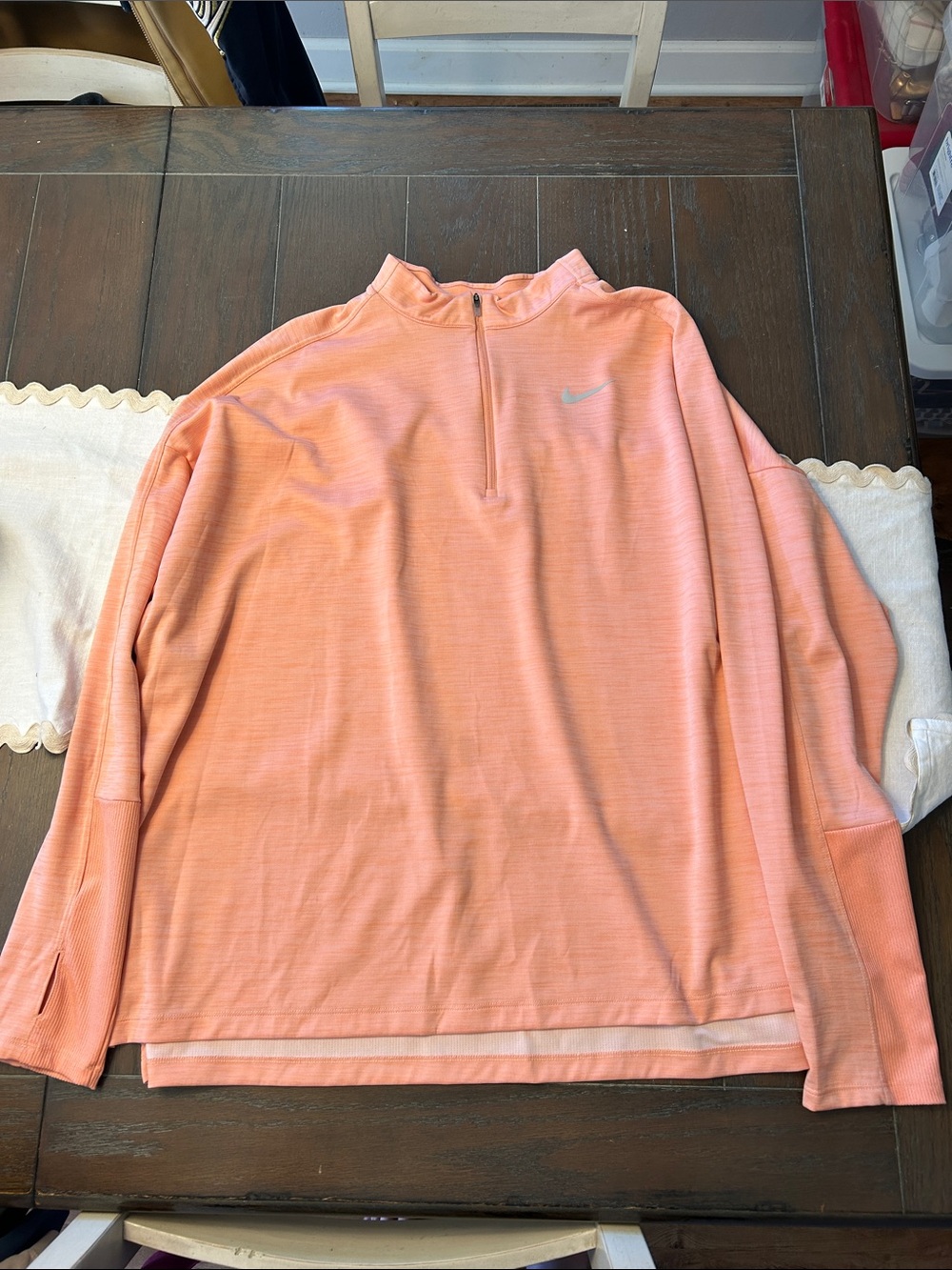 Nike Peach-Orange Dri-FIT Quarter-Zip Pullover
